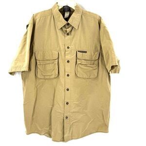 Ducks Unlimited Khaki Button Up Shirt Men's XL Hunting‎ Fishing Outdoor Vented